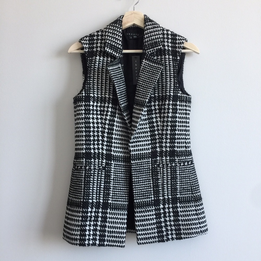 Theory Eldora Glen Plaid Wool Blend Vest